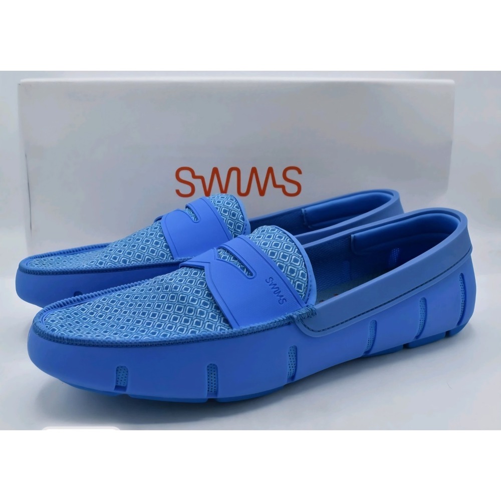 SWIMS Mens Size 15 Printed Penny Loafer Sail Blue Slip On Loafers Shoes NIB